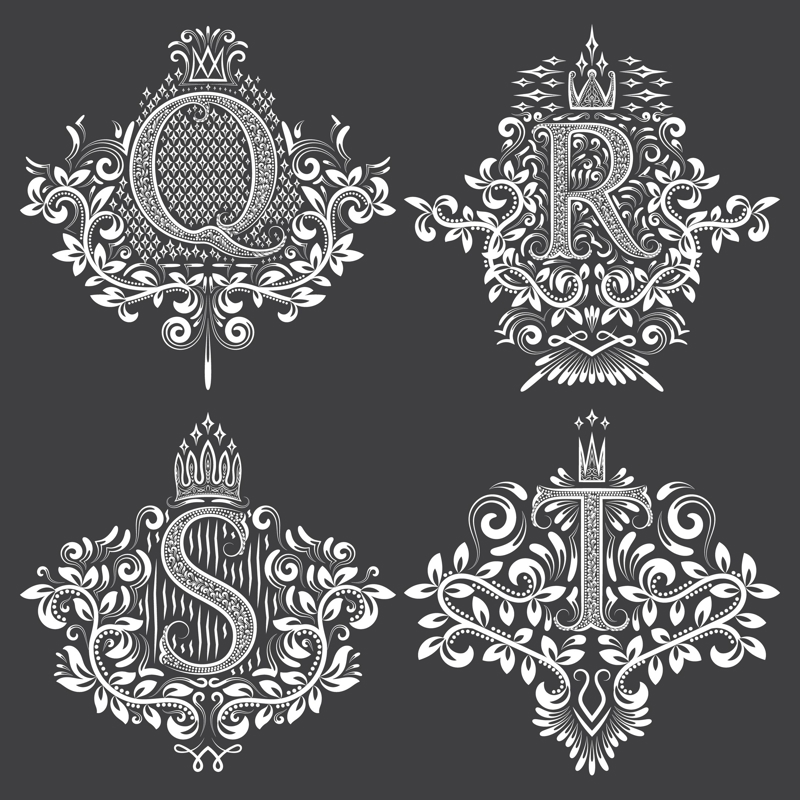 طرح حروف زینتی وکتور مناسب برای استفاده در دستگاه های cnc چوب و cnc لیزر - ornamental letters vector art eps file