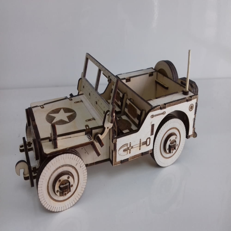 طرح سه بعدی جیپ مناسب برای استفاده در دستگاه های cnc چوب و cnc لیزر - laser cut jeep 3d cdr file