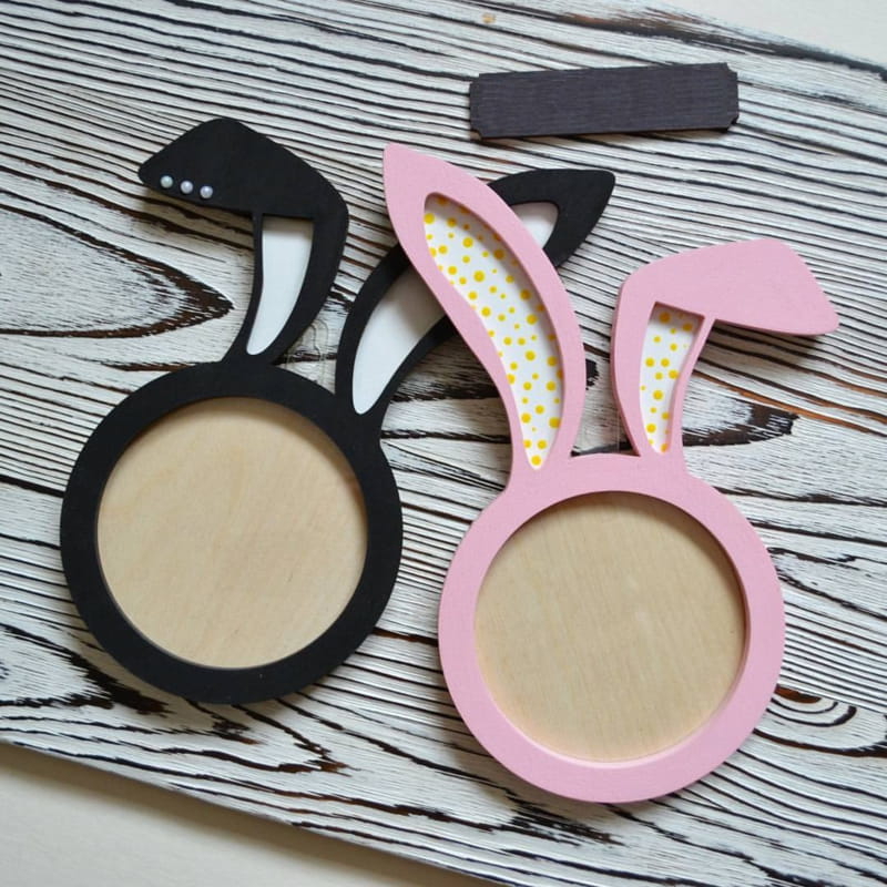 طرح قاب عکس خرگوش مناسب برای استفاده در دستگاه های cnc چوب و cnc لیزر - laser cut bunny photo frame cdr file