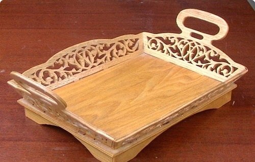 طرح سینی تزئینی دسته دار مناسب برای استفاده در دستگاه های cnc چوب و cnc لیزر - laser cut decorative tray with handles template cdr file