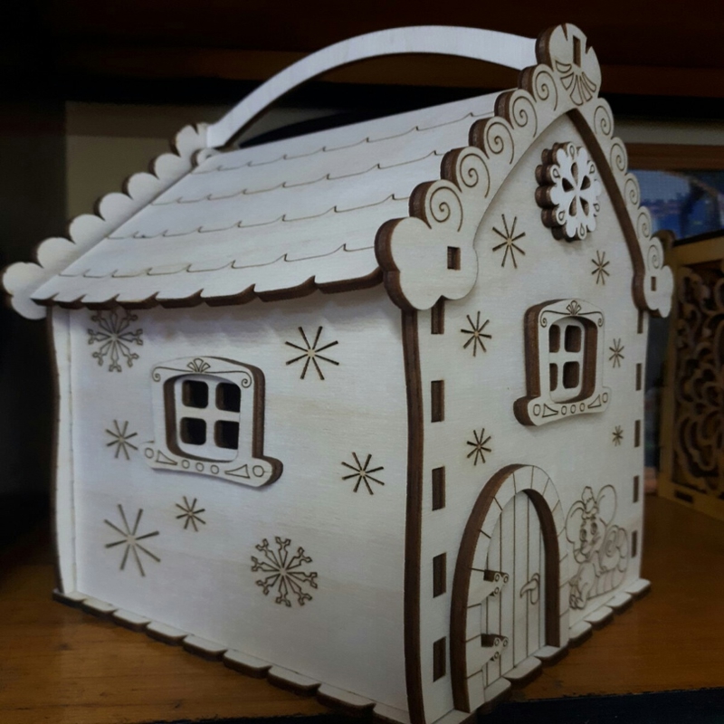 طرح جعبه شکلات طرح خانه موش مناسب برای استفاده در دستگاه های cnc چوب و cnc لیزر - laser cut candy box mouse house cdr file