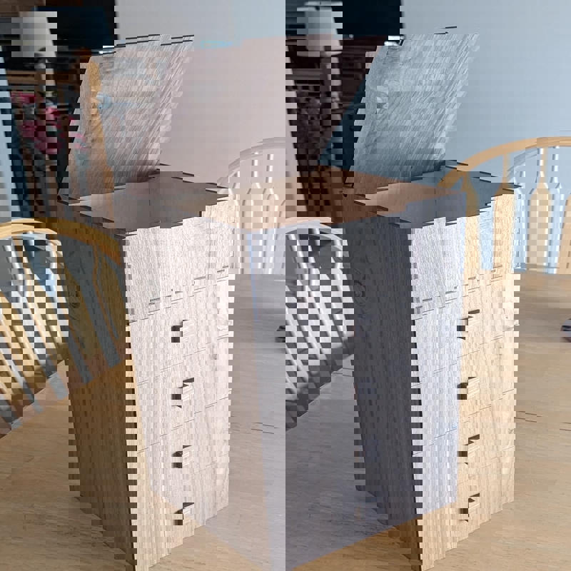 طرح کمد و کشوی جواهرات مناسب برای استفاده در دستگاه های cnc چوب و cnc لیزر - laser cut chest of drawers jewelry cabinet svg file