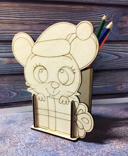 طرح جا مدادی موشی مناسب برای استفاده در دستگاه های cnc چوب و cnc لیزر - laser cut mouse pencil holder organizer cdr file