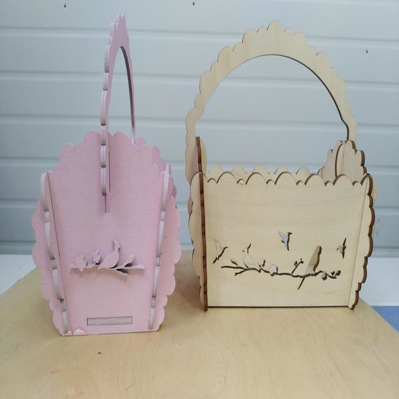 طرح سبد مرغ مگس خوار با دسته، مناسب برای استفاده در دستگاه های cnc چوب و cnc لیزر - laser cut hummingbird basket with handle template cdr file