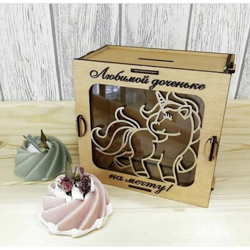 طرح قلک چوبی اسب شاخدار مناسب برای استفاده در دستگاه های cnc چوب و cnc لیزر - laser cut unicorn wooden piggy bank template cdr file