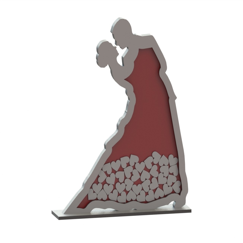 طرح جعبه تبریک عروسی با طرح قلب و فرمت مناسب برای استفاده در دستگاه های cnc چوب و cnc لیزر - laser cut wedding wishes box with hearts dxf file