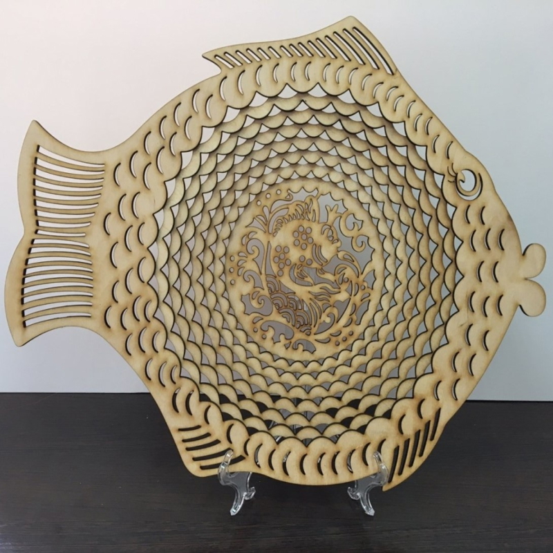 طرح کاسه میوه ماهی مناسب برای استفاده در دستگاه های cnc چوب و cnc لیزر - laser cut fish fruit bowl cdr file