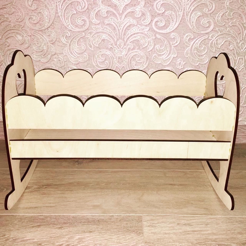 طرح گهواره و گهواره عروسکی مناسب برای استفاده در دستگاه های cnc چوب و cnc لیزر - laser cut doll rocking cradle cdr file