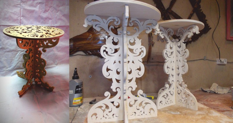 طرح میز عسلی مناسب برای استفاده در دستگاه های cnc چوب و cnc لیزر - laser cutting coffee table cdr file