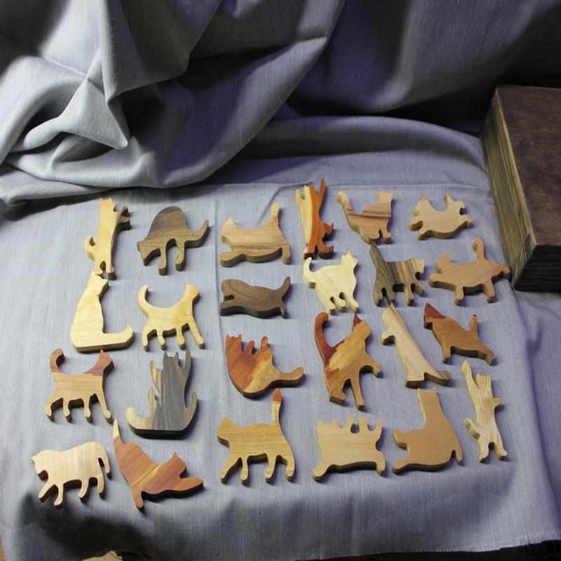 طرح گربه چوبی مناسب برای استفاده در دستگاه های cnc چوب و cnc لیزر - wooden cats laser cutting template cdr file