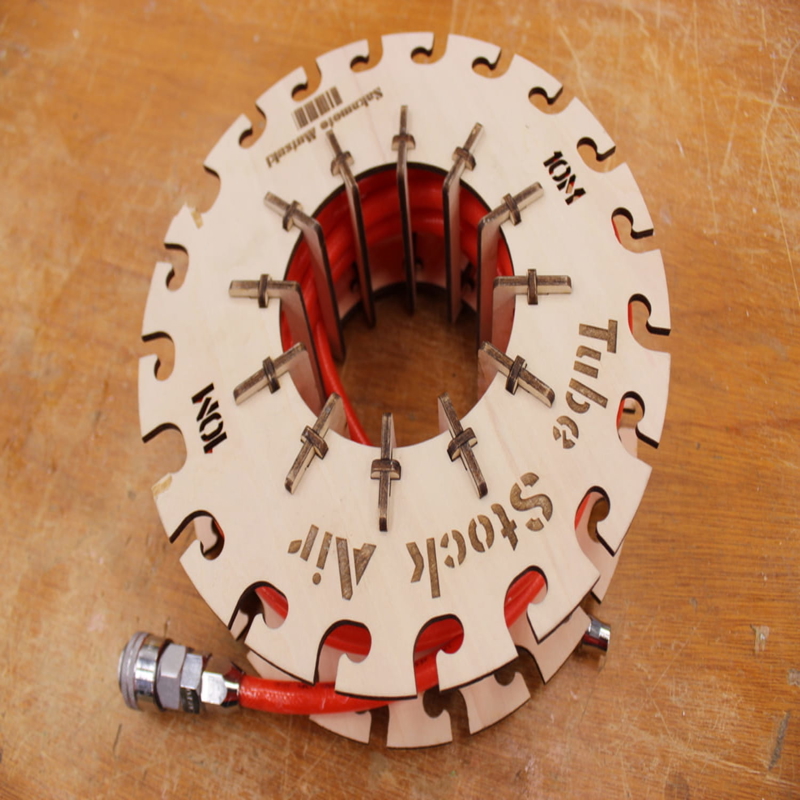 طرح قرقره شلنگ هوا چوبی مناسب برای استفاده در دستگاه های cnc چوب و cnc لیزر - laser cut wood air hose reel ai file