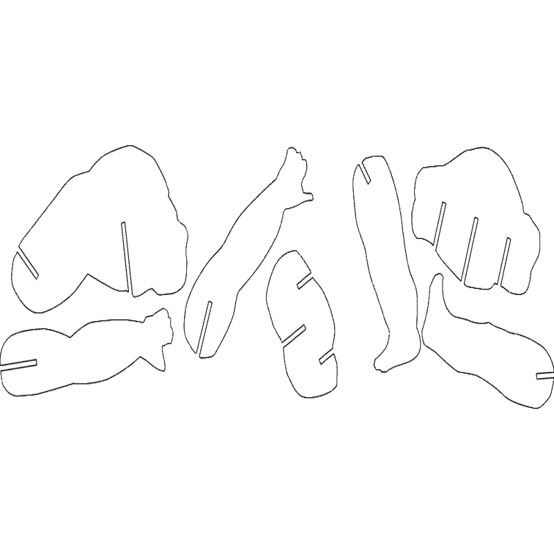 طرح سه بعدی گوریل مناسب برای استفاده در دستگاه های cnc چوب و cnc لیزر - 3d gorilla dxf file