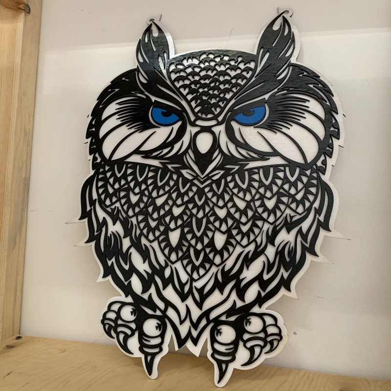 طرح تابلو جغد طرح قلب مناسب برای استفاده در دستگاه های cnc چوب و cnc لیزر - laser cut owls panel wall decor cdr file