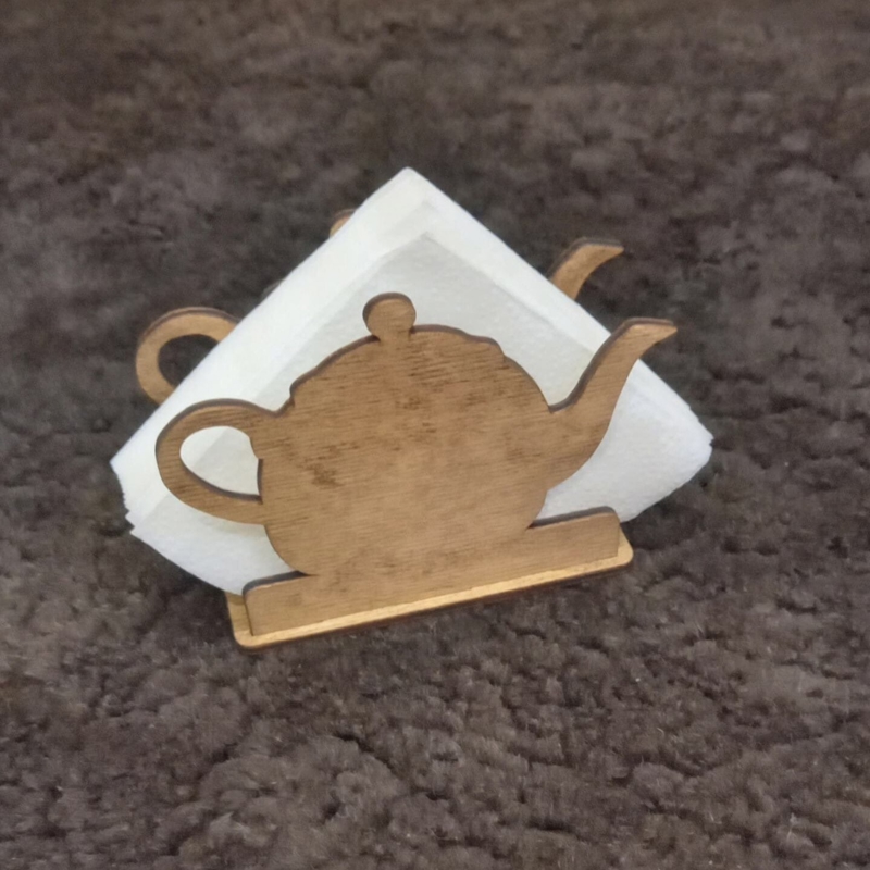 طرح جا دستمال کاغذی به شکل کتری مناسب برای استفاده در دستگاه های cnc چوب و cnc لیزر - laser cut kettle shaped napkin holder cdr file
