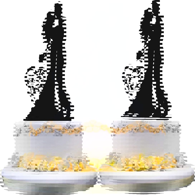 طرح رویه کیک عروس و داماد برای عروسی مناسب برای استفاده در دستگاه های cnc چوب و cnc لیزر - laser cut bride and groom cake topper for wedding cdr file