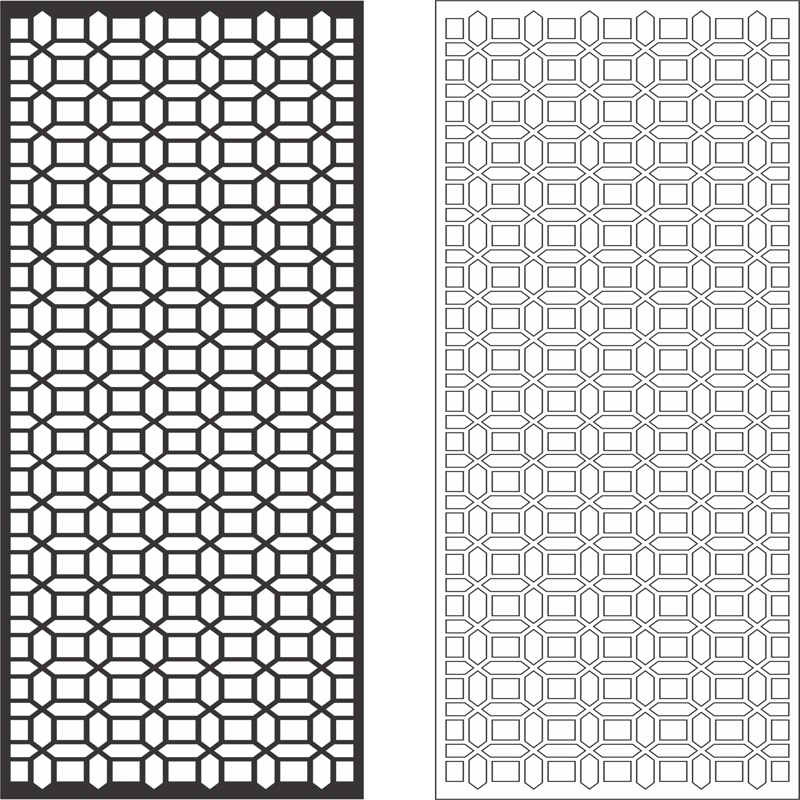 طرح مشبک تزئینی هندسی مناسب برای استفاده در دستگاه های cnc چوب و cnc لیزر - geometric decorative grille cdr file