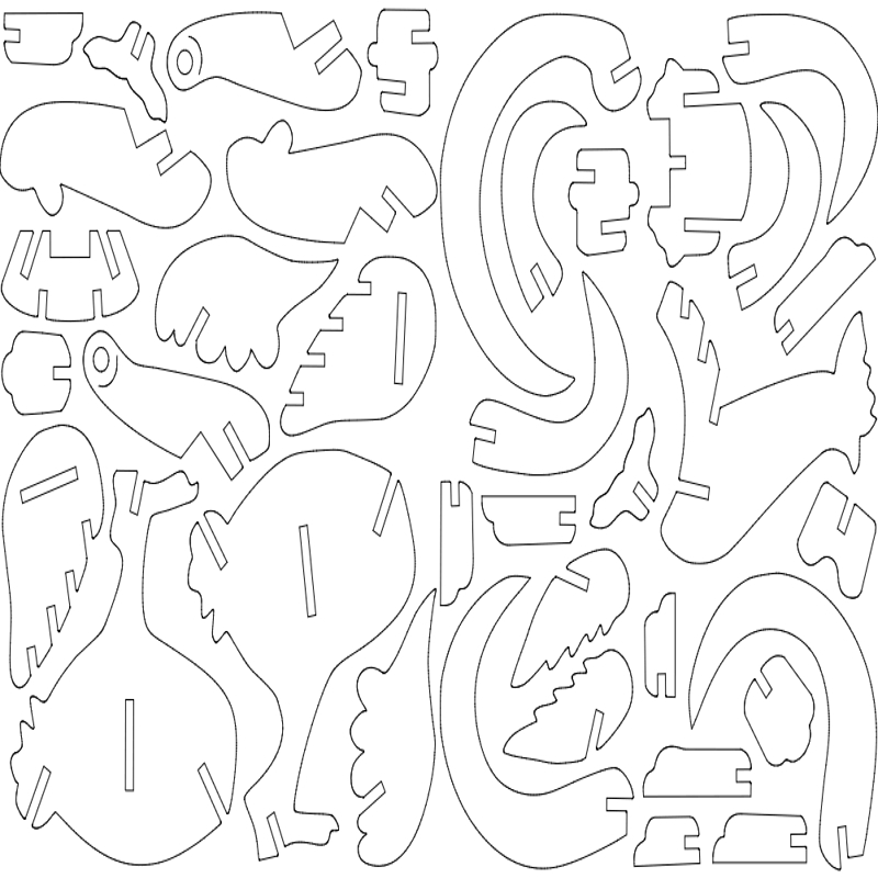 طرح پازل سه بعدی خروس مناسب برای استفاده در دستگاه های cnc چوب و cnc لیزر - rooster 3d puzzle dxf file