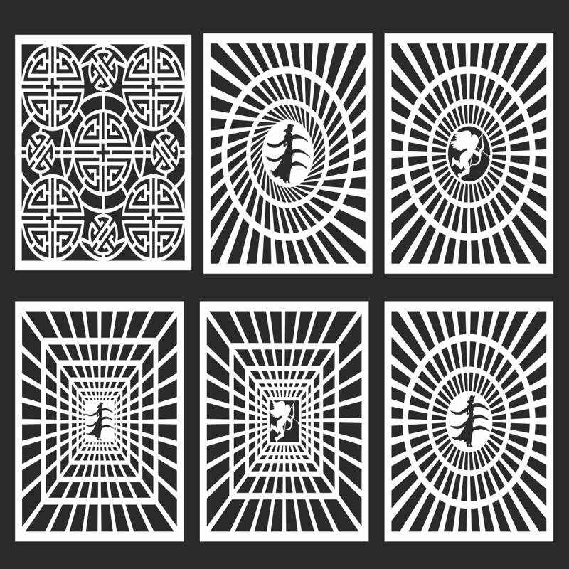 طرح مجموعه طرح مربع هندسی جلی، مناسب برای استفاده در دستگاه های cnc چوب و cnc لیزر - set of geometric square jali design cdr file