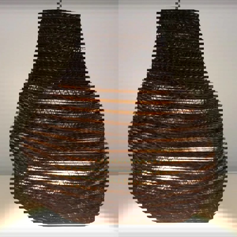 طرح آباژور مقوایی شش ضلعی پیچ خورده مناسب برای استفاده در دستگاه های cnc چوب و cnc لیزر - laser cut twisted hexagonal cardboard lampshade