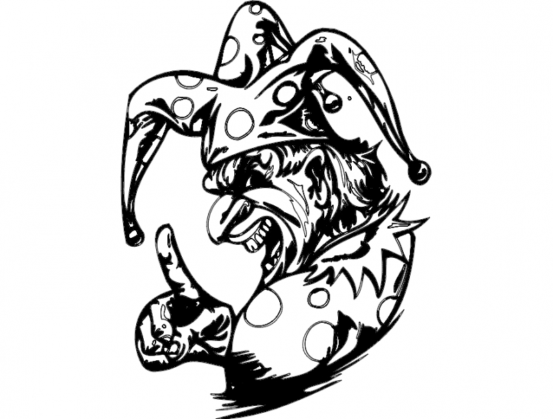 طرح دلقک 008 با فرمت bw مناسب برای استفاده در دستگاه های cnc چوب و cnc لیزر - clown 008 bw dxf file
