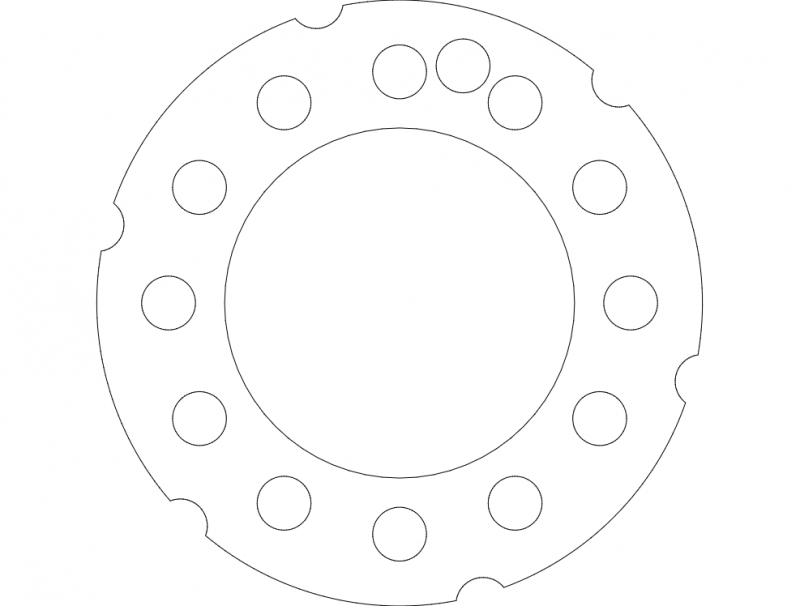 طرح با ضخامت ۱۲ اینچ برای سفت کننده رینگ h1 مناسب برای استفاده در دستگاه های cnc چوب و cnc لیزر - h1 rim stiffner 12 thick dxf file