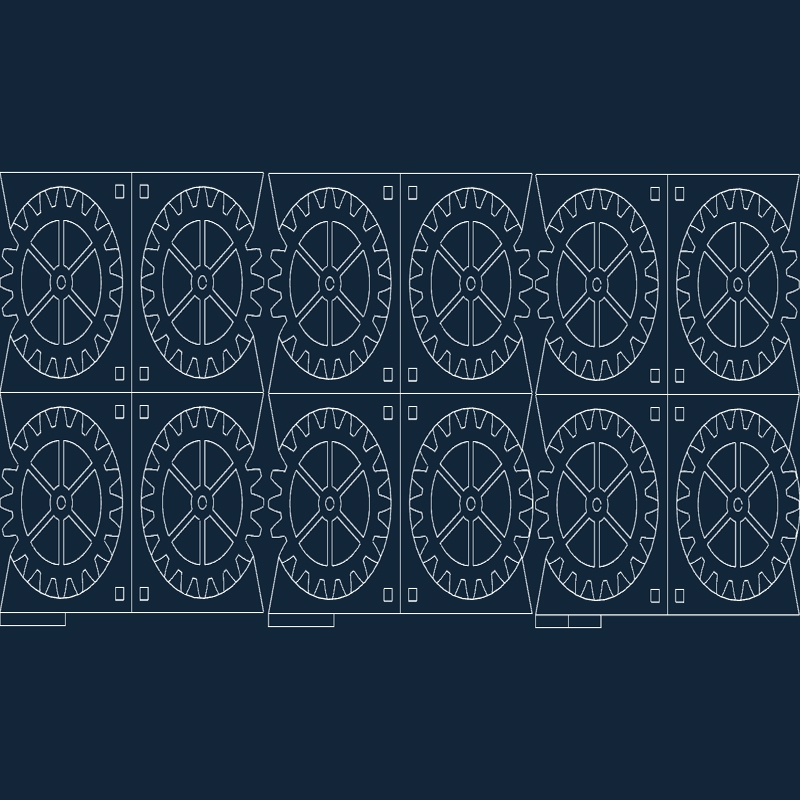 طرح زیرلیوانی چرخ دنده ای با ابعاد و میلی متر مناسب برای استفاده در دستگاه های cnc چوب و cnc لیزر - gear coasters in mm dxf