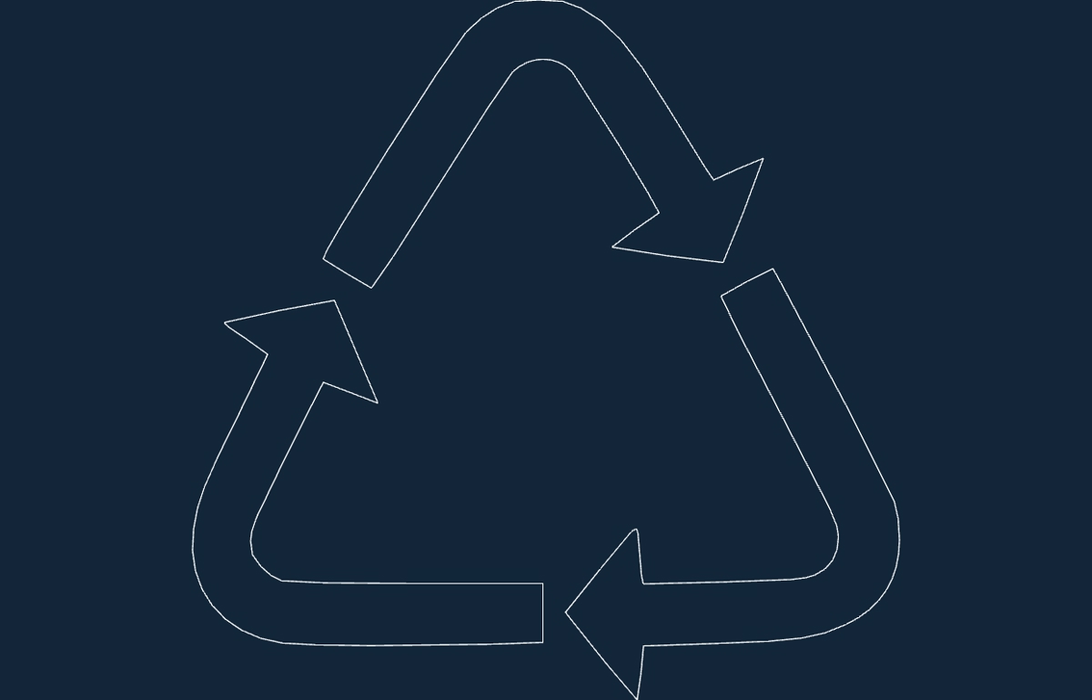 طرح نماد بازیافت مناسب برای استفاده در دستگاه های cnc چوب و cnc لیزر - recycling symbol dxf