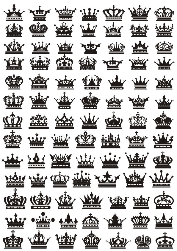 طرح مجموعه سیلوئت تاج ها مناسب برای استفاده در دستگاه های cnc چوب و cnc لیزر - crowns silhouette set cdr file