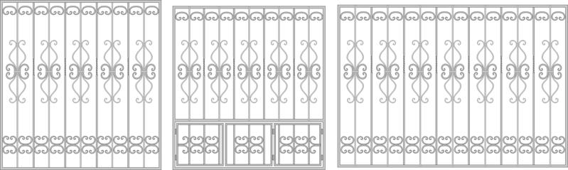 طرح پنجره نرده فرفورژه مناسب برای استفاده در دستگاه های cnc چوب و cnc لیزر - wrought iron fence window cdr file
