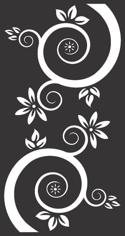 طرح وکتور گل و گرداب مشکی مناسب برای استفاده در دستگاه های cnc چوب و cnc لیزر - vector flowers and swirls black cdr file