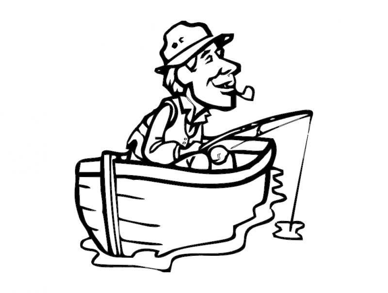 طرح ماهیگیر با سیگار در قایق مناسب برای استفاده در دستگاه های cnc چوب و cnc لیزر - fisherman with cigar in boat dxf file