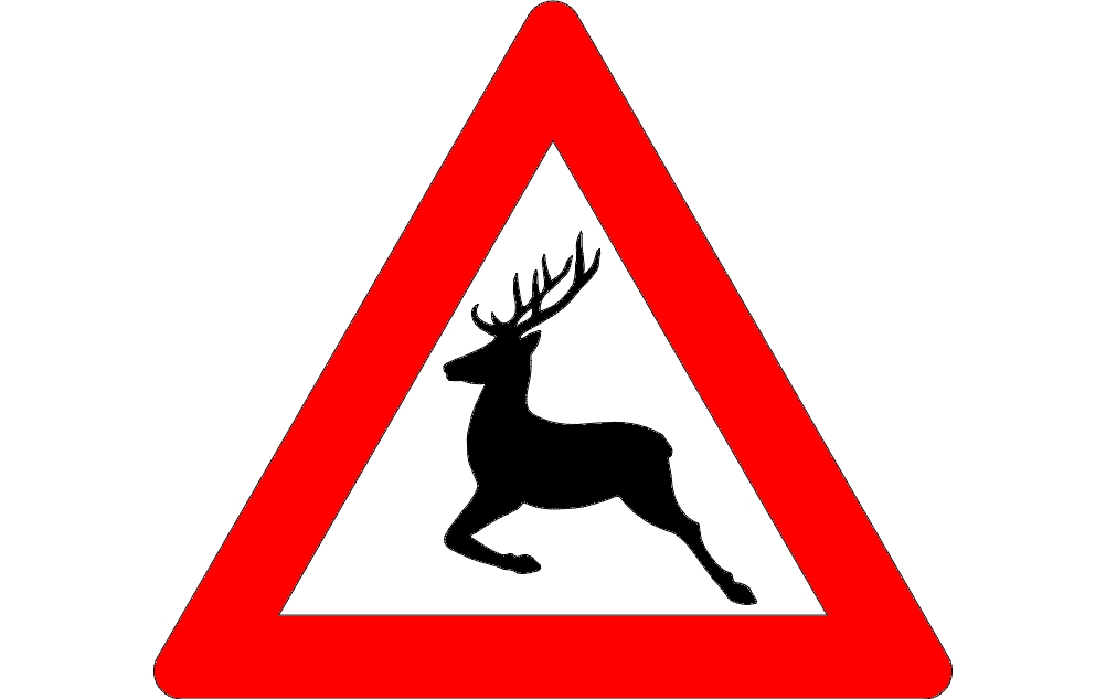 طرح تابلو عبور گوزن مناسب برای استفاده در دستگاه های cnc چوب و cnc لیزر - deer crossing sign dxf file