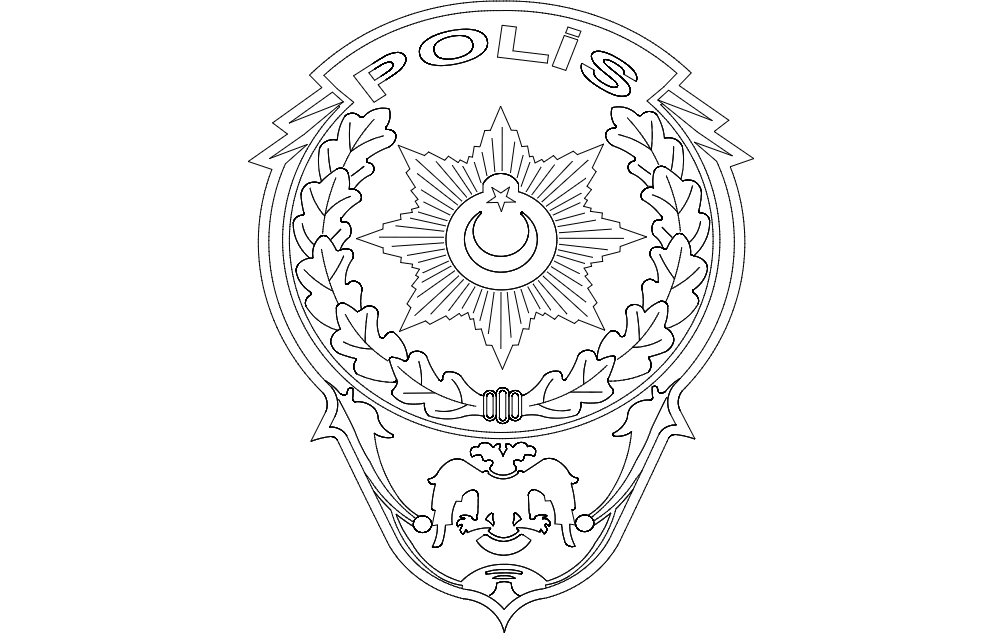 طرح لوگوی پلیس مناسب برای استفاده در دستگاه های cnc چوب و cnc لیزر - polis logo dxf file