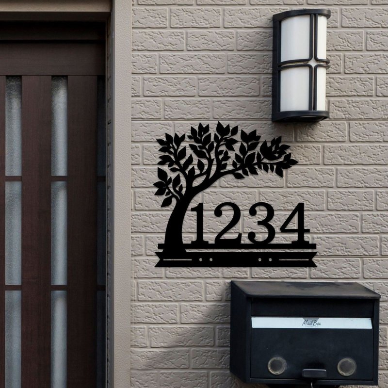 طرح درخت زندگی شماره خانه مناسب برای استفاده در دستگاه های cnc چوب و cnc لیزر - laser cut house number tree of life
