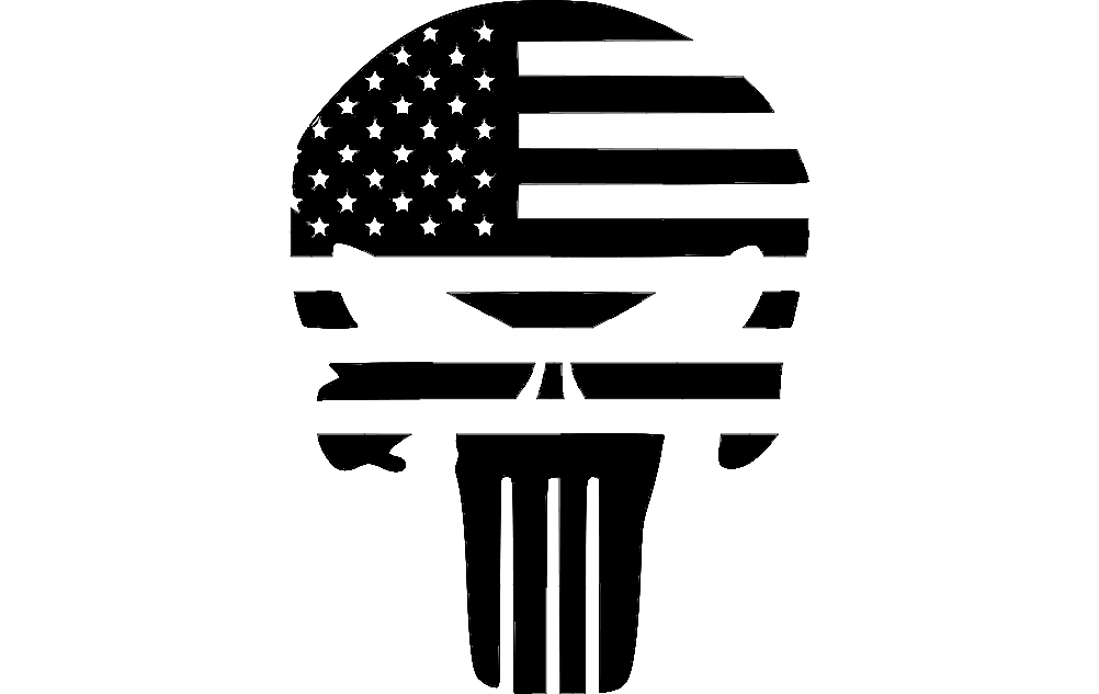 طرح پرچم ابرقهرمانان مجازاتگر مناسب برای استفاده در دستگاه های cnc چوب و cnc لیزر - punisher flag superhero silhouette dxf file