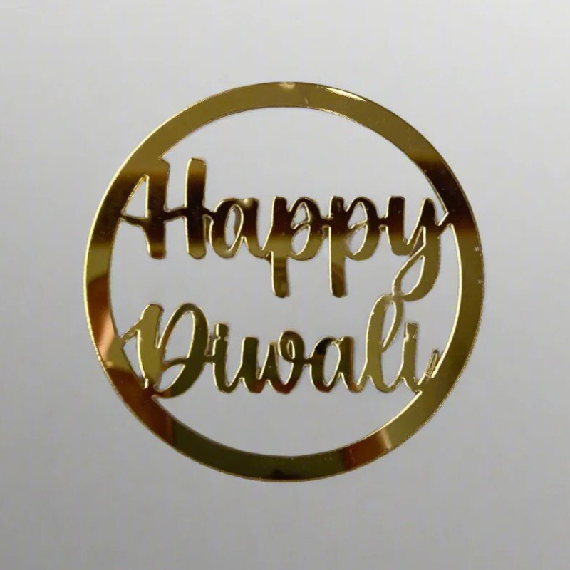 طرح اکریلیک دیوالی مبارک مناسب برای استفاده در دستگاه های cnc چوب و cnc لیزر - laser cut happy diwali acrylic cutout
