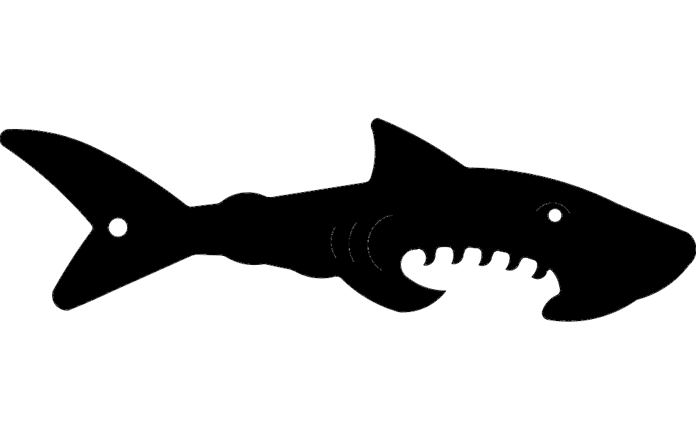 طرح وکتور طرح کوسه مناسب برای استفاده در دستگاه های cnc چوب و cnc لیزر - shark silhouette vector dxf file
