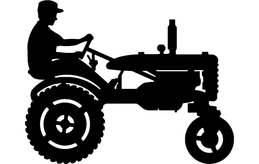 طرح تراکتور شماره ۳ مناسب برای استفاده در دستگاه های cnc چوب و cnc لیزر - tractor silhouette 3 dxf file
