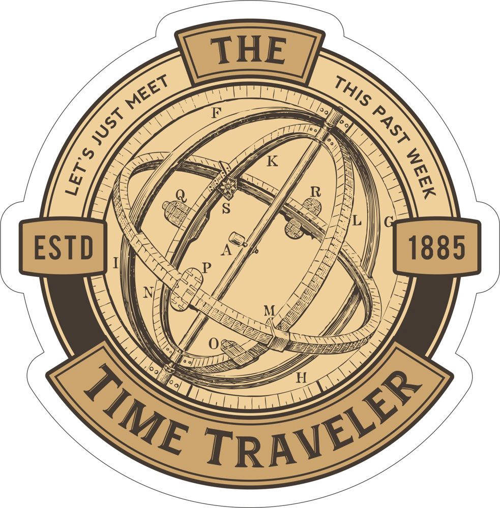 طرح استیکر مسافر زمان مناسب برای استفاده در دستگاه های cnc چوب و cnc لیزر - time traveler sticker cdr file