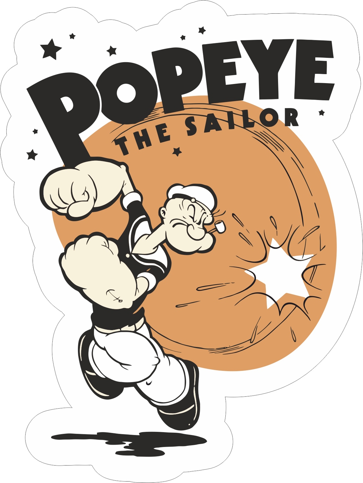 طرح استیکر ملوان زبل مناسب برای استفاده در دستگاه های cnc چوب و cnc لیزر - popeye the sailor sticker cdr file