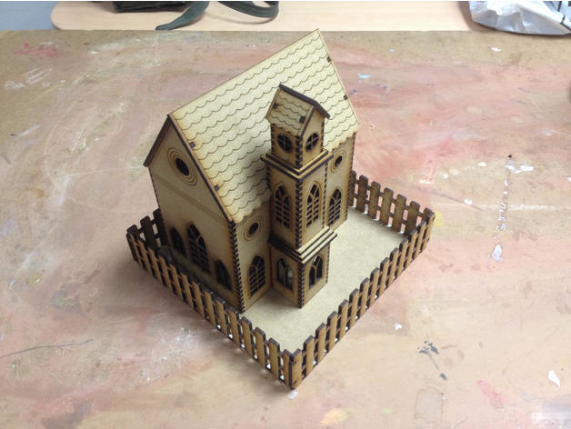 طرح کلیسا مناسب برای استفاده در دستگاه های cnc چوب و cnc لیزر - laser cutting church svg file