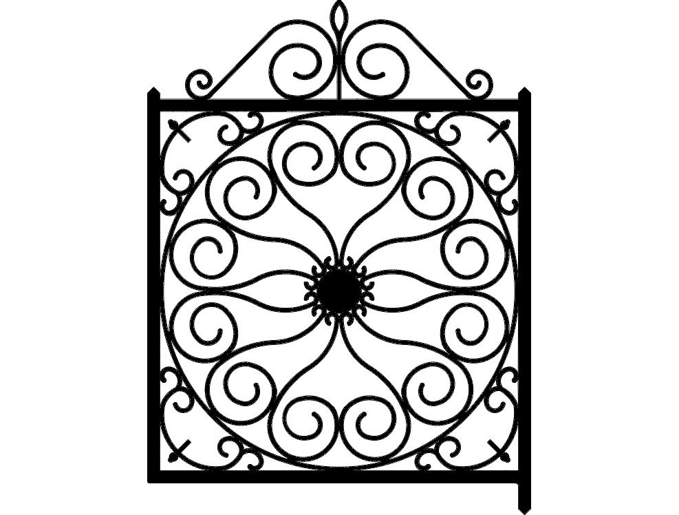 طرح دروازه آهنی مناسب برای استفاده در دستگاه های cnc چوب و cnc لیزر - ironwork gate dxf file