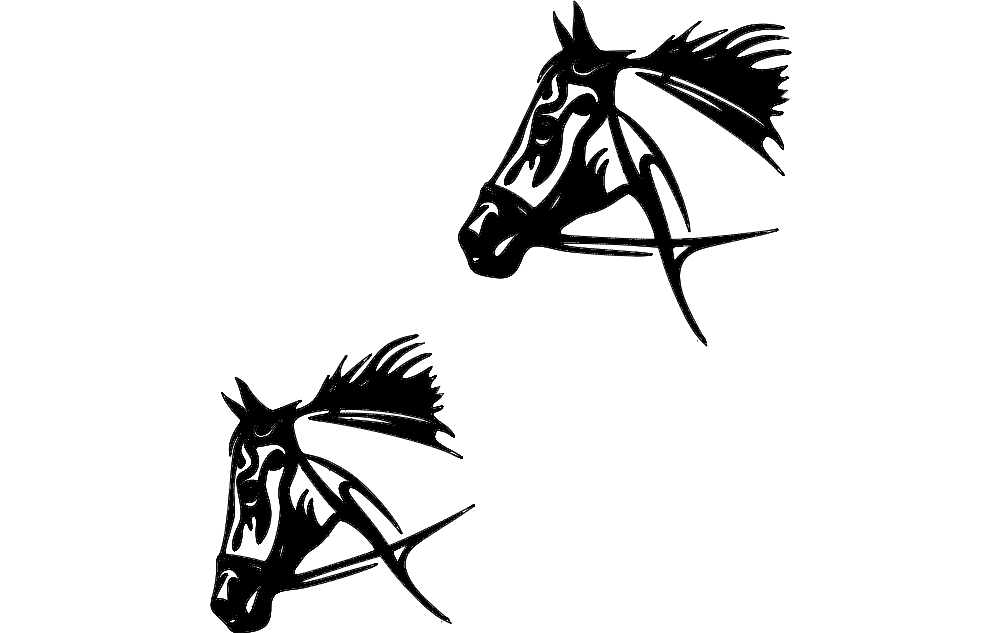 طرح اسب قبیله ای مناسب برای استفاده در دستگاه های cnc چوب و cnc لیزر - tribal horse dxf file