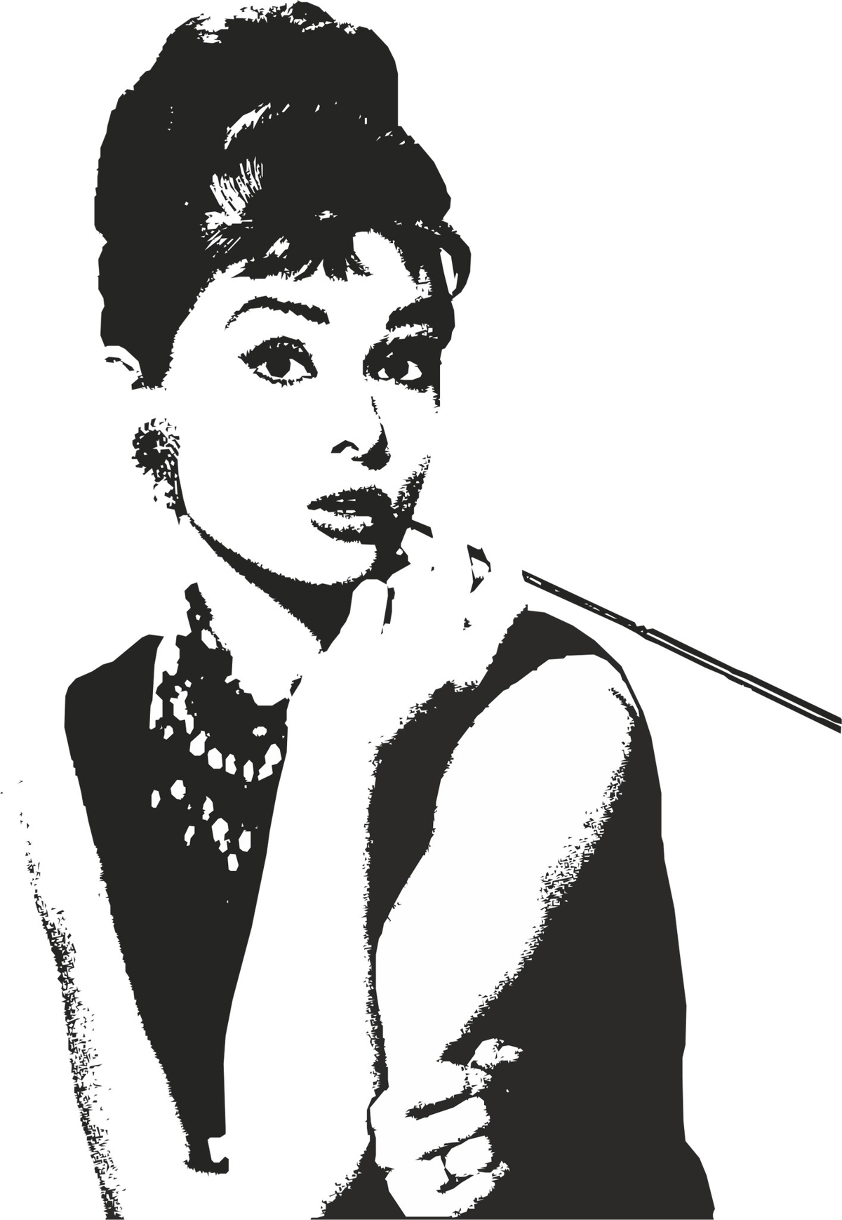 طرح وکتور هنری آدری هپبورن مناسب برای استفاده در دستگاه های cnc چوب و cnc لیزر - audrey hepburn vector art cdr file