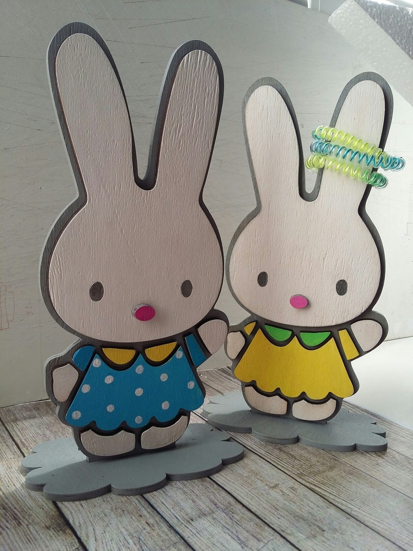 طرح پایه خرگوش برای سنجاق سر مناسب برای استفاده در دستگاه های cnc چوب و cnc لیزر - laser cut bunny stand for hairpins cdr file