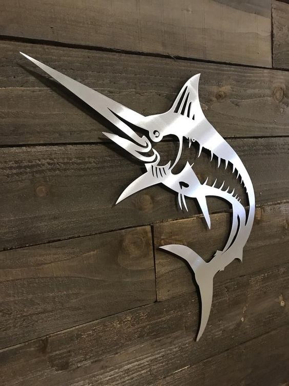طرح دیوار مارلین مناسب برای استفاده در دستگاه های cnc چوب و cnc لیزر - laser cut marlin wall decor cdr file