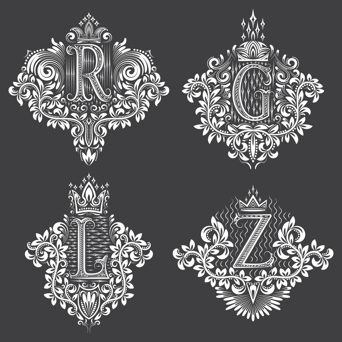 طرح مجموعه حروف تزئینی مناسب برای استفاده در دستگاه های cnc چوب و cnc لیزر - decorative letter set eps file