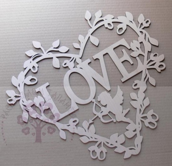 طرح قلب تزئینی با طرح عشق و کوپید مناسب برای استفاده در دستگاه های cnc چوب و cnc لیزر - laser cut decorative heart love with cupid cdr file