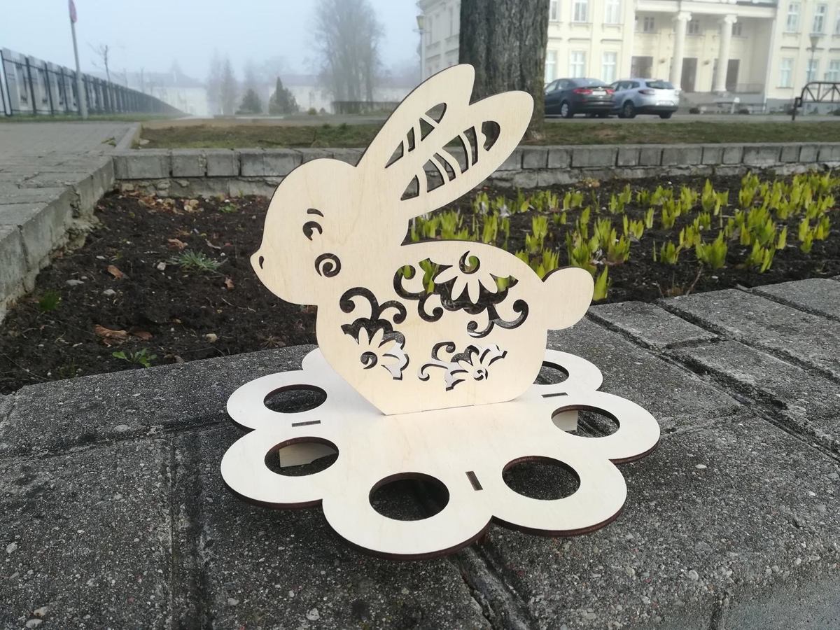 طرح جا تخم مرغ عید پاک طرح خرگوش مناسب برای استفاده در دستگاه های cnc چوب و cnc لیزر - laser cut easter bunny egg stand cdr file
