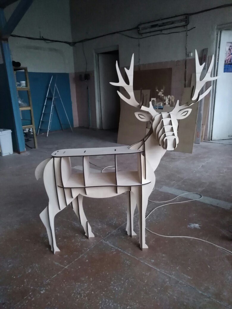 طرح میز و صندلی چوبی طرح گوزن مناسب برای استفاده در دستگاه های cnc چوب و cnc لیزر - wooden deer table storage book shelf furniture laser cut template cdr file
